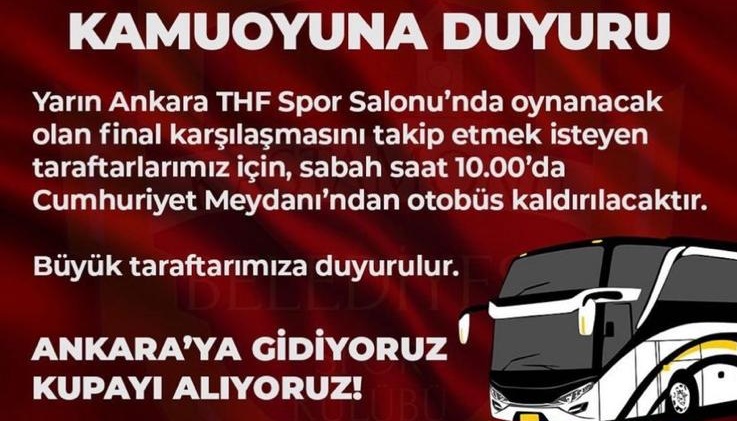 Belediyespor, Ankara'ya ücretsiz otobüs kaldırılıyor;