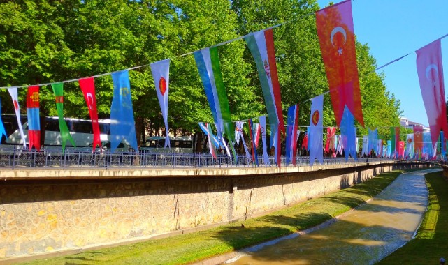 Çay boyu bayraklarla donatıldı;