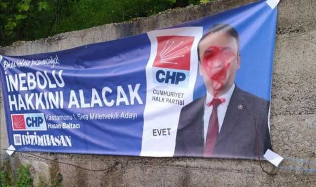 Hasan Baltacı’nın pankartlarına saldırı;