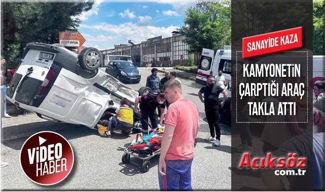 Kamyonetin kurye aracına çarptığı kaza kamerada;