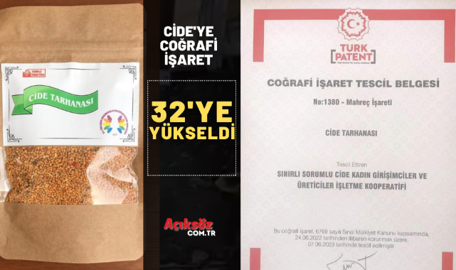 Cide Tarhanası’na coğrafi işaret tescili;