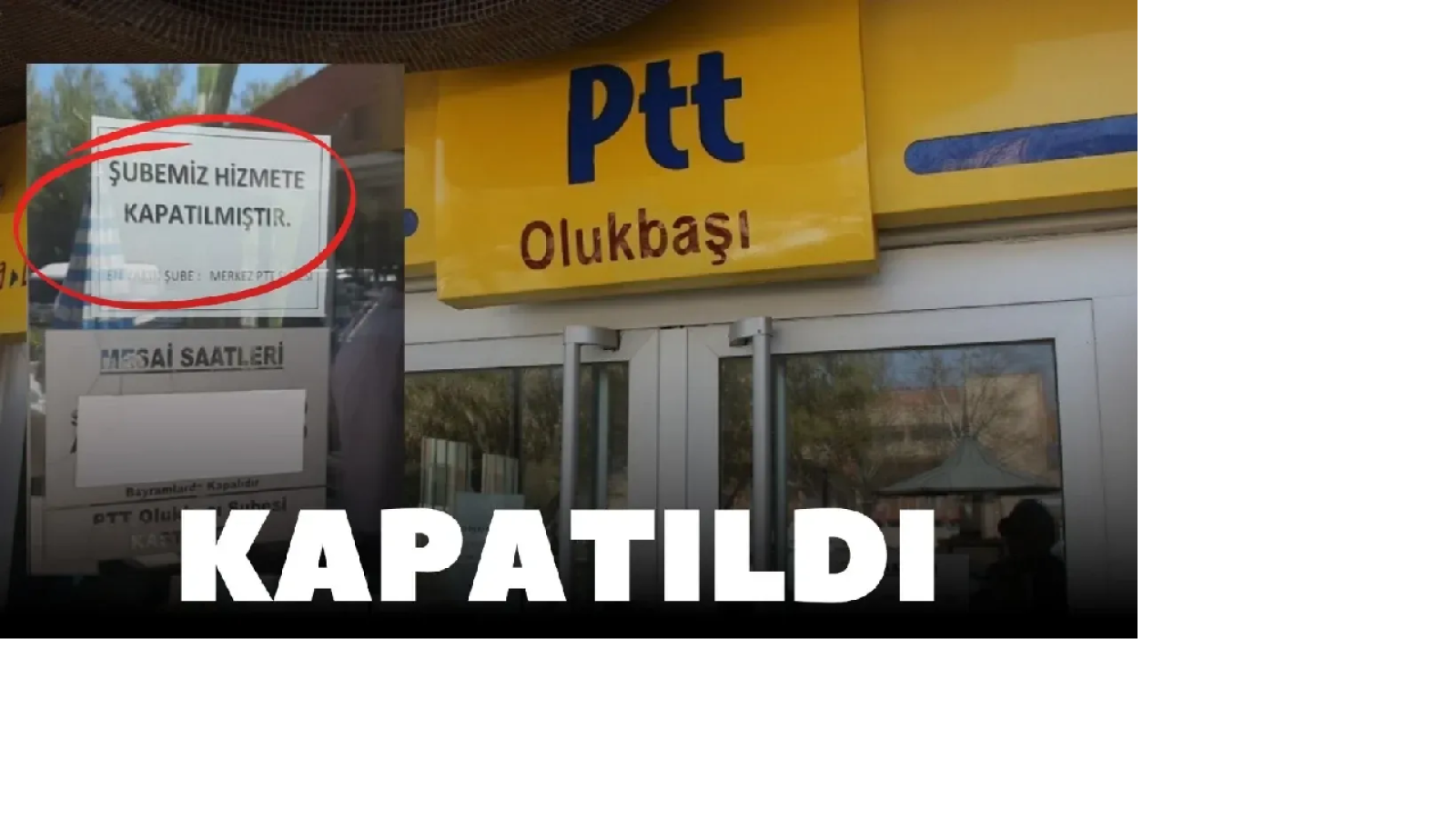 Kastamonu Olukbaşı PTT Şubesi kapatıldı!;