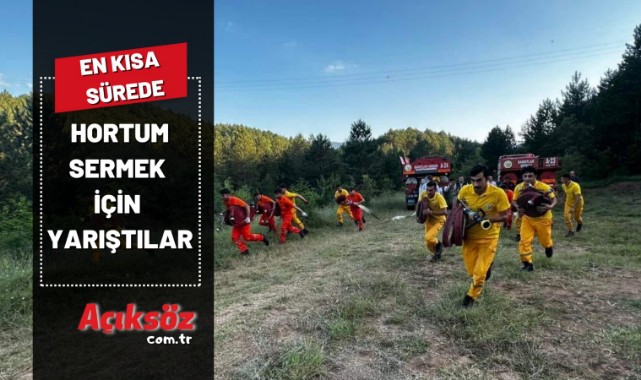 En kısa sürede, hortum sermek için yarıştılar;