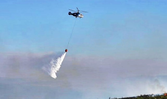 Kastamonu’daki helikopter, Amasya’da yangına müdahale ediyor