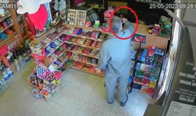Çakmak hırsızı, kameraya yakalandı;