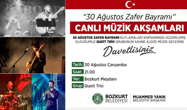 Bozkurt'ta 30 Ağustos'ta canlı müzik etkinliği;