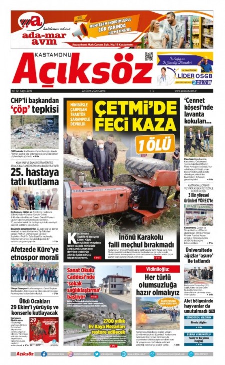 22 EKİM 2021 AÇIKSÖZ GAZETESİ